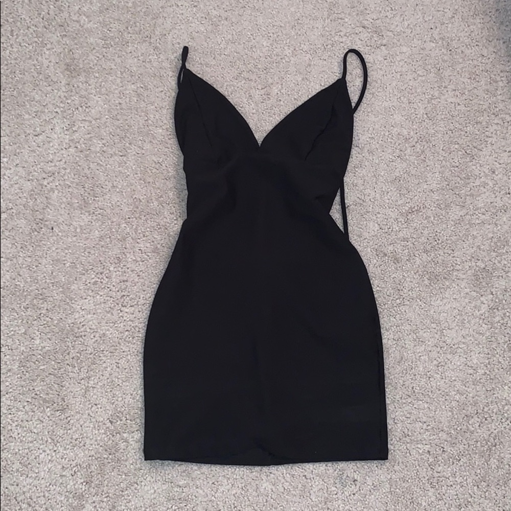 Black lace up Lucy in the sky mini dress
